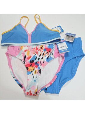 New Lot Of 3 DSG  XL Girls Swimsuit |Top | High Waisted Bikini Aqua Blue Pink‎